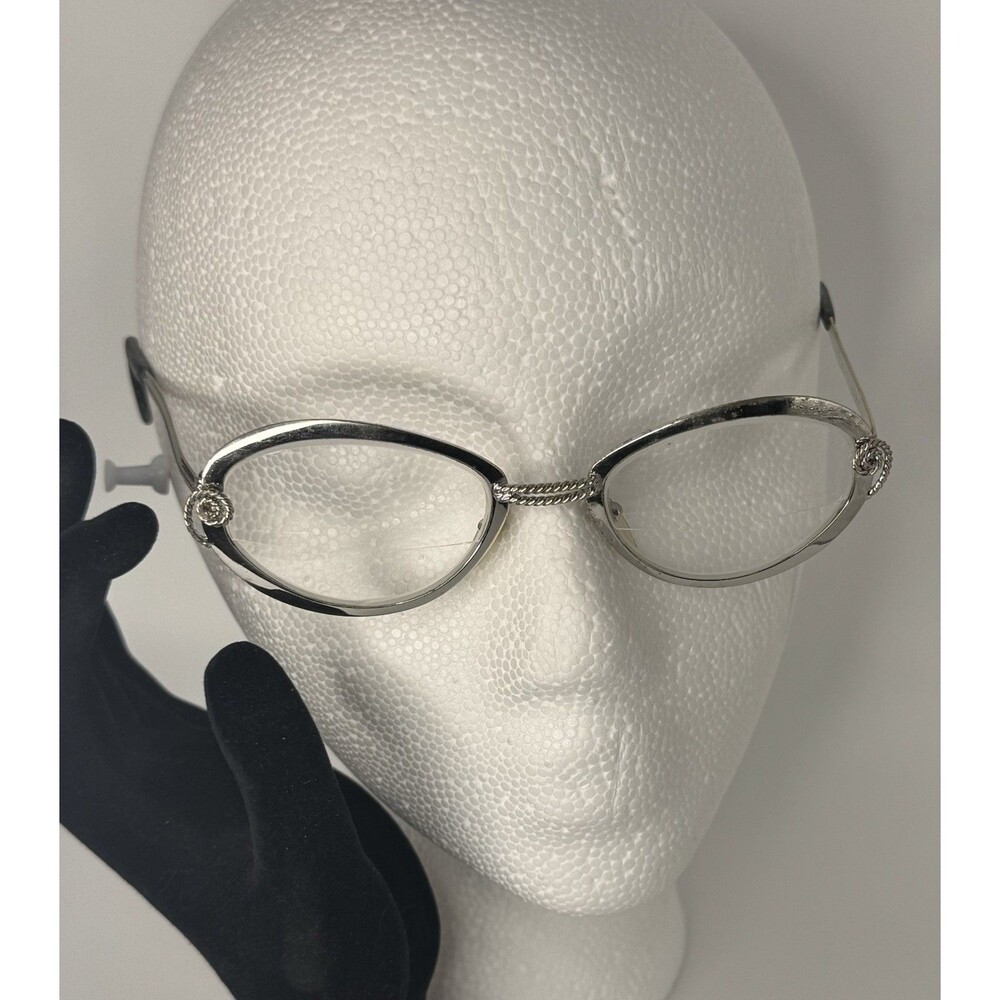 AMOR Vintage Eyeglasses 1960s French Silver Chrome Metal Frame 130mm